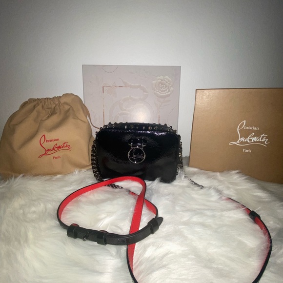 CHRISTIAN LOUBOUTIN VINTAGE TRASHMIX PATENT SPIKES MINI RUBYLOU BAG - Picture 4 of 15